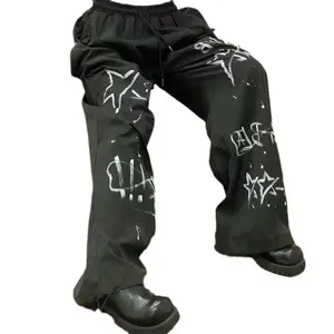 Kyn Apparel Y2k Doodle Hardwear Wide Leg Casual Parachute Pants Men Streetwear Hip Hop Baggy Long Trousers Designer 2026 New