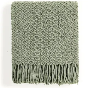 CREVENT Knitted Blanket 3D Diamond Pattern, Bohemian Style, Suitable for Sofa Chair Bed Home Decor, All Seasons Use