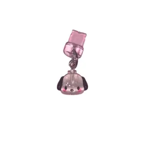 White and Black Cute Puppy Dust Plug Charm - Pink Glitter Design for Adorable Appeal