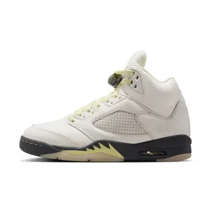 Air Jordan 5 Retro "Luminous Green and Sail" - Women's Casual Leather