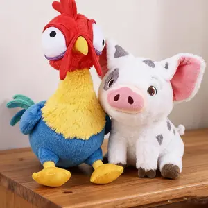 Kawaii Moana Pig Rooster Plush Toy Anime Pig Princess Chicken Stuffed Animals Accompany Sleep Toy Home Decor Kids Birthday Gifts