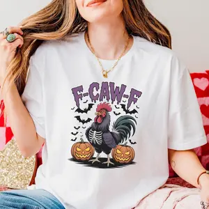 Funny Rooster Skeleton T-Shirt, Spooky Chicken Graphic Shirt, Vintage Halloween Humor Tee