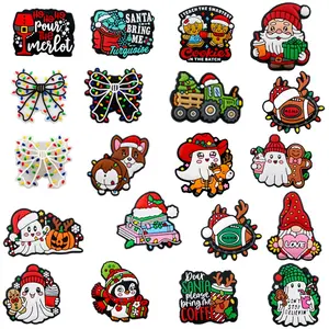 5pcs New Christmas & Halloween Theme Silicone Focal Beads, Cross Bead Charm, Gingerbread Man, Santa Hat, Ghosts Styles. Perfect for DIY Beaded Pens, Keychains, Necklaces, Phone Charms.