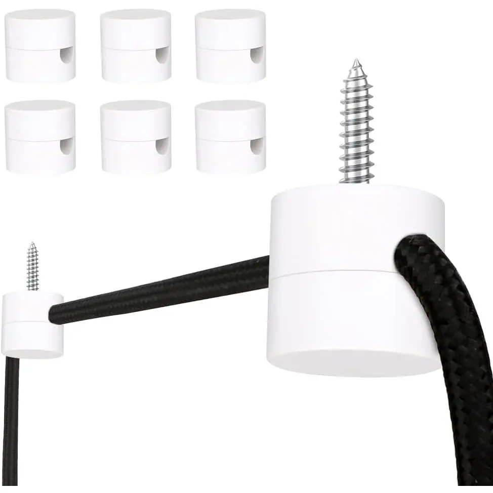 6 Pack Swag Hook for Ceiling Hanging Light, White Pendant Light Hook, DIY Lamp Electric Wire  Cord Chandelier Fixture Hardware Wall Hook
