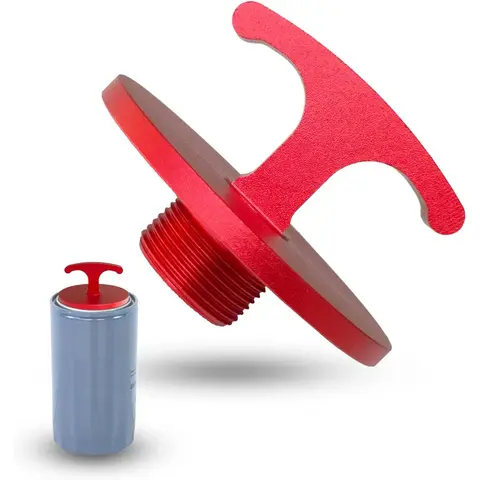 Metal Aluminum Alloy Oil Filter Plug Tool - Vehicle-Specific Fit for Dodge Ram 2500,3500,4500,5500 Cummins 05083285aa Mo285 Turbo 5.7L,6.4L,6.7L Engines, with Clean Oil Change Support, Safer Use, Handheld Grip, Heat-Safe Handling (Red)