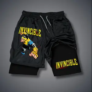 Anime Double-Layer Sports Shorts Graphic Shorts Black Shorts Camo Shorts Streetwear Shorts Men Outfits Men Short Shorts Vacation Outfits Shorts