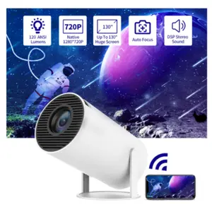 Smart HD Projector with WiFi 6 & Bluetooth, 4K 1080P Support, 180° Rotatable, 130'' Screen, Auto Keystone, Portable, White - Audio Automatic Connection Noise Wireless