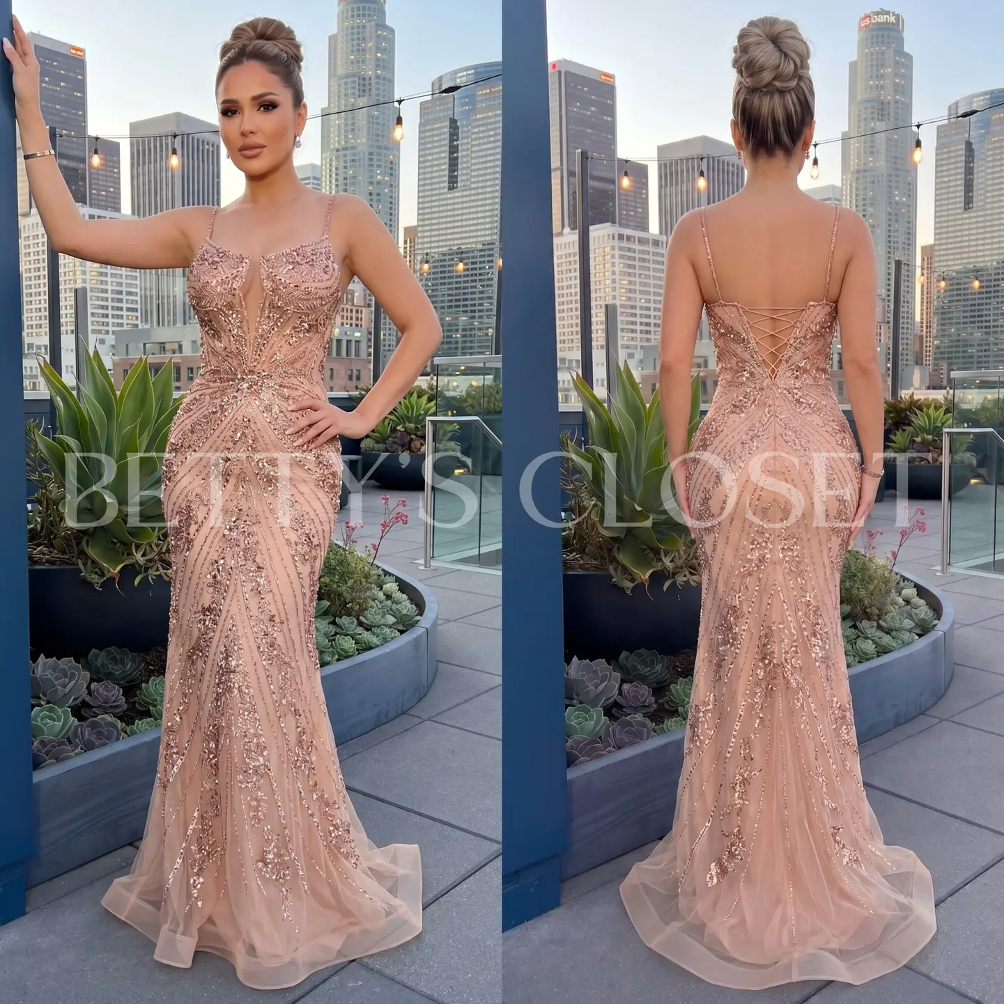 Lizbeth Embellished Gown Corset Back