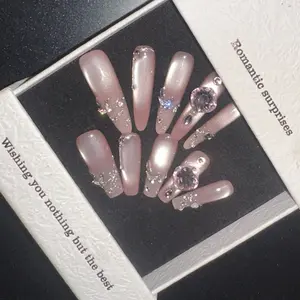 100% Handmade Glitter Press-On Nails  Subtle Shine | Lightweight Natural Fit | Reusable | Effortless Everyday Glam