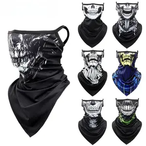 3D Skull Summer Bandana Hanging Ear Triangle Scarf Cycling Hiking Hunting Fishing Sports Bicycle Face Mask Neck Gaiter Men Women