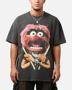 The Muppets Animal Heavyweight Wash T-Shirt Vintage Tee Movies Shirt Black