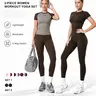 TIMEOFF Women's 2-Piece Everyday Active Training Sweat Suit Set - Raglan Sleeve Color-Block Fitted Top, High-Waist Leggings, Stretchy Breathable Sports Outfit for Yoga, Gym