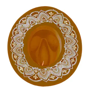 Brown Wide-Brim Fedora for Women – Hand-Painted Boho Hat