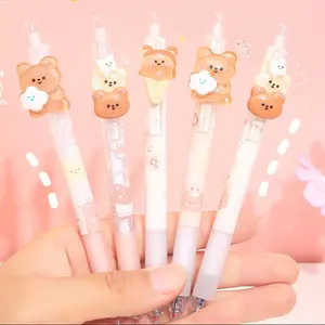 4 pcs/lot 0.5mm Kawaii Little Brown Bear Mechanical Gel Pens School Office Writing Supplies Cute Gift Prizes Stationery