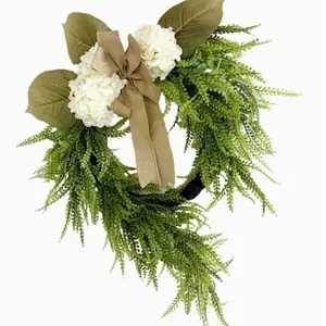 Cross-border best-selling country-style hydrangea wreath artificial flowers wall hanging for farmhouse guesthouse home decoration, with an ins style.