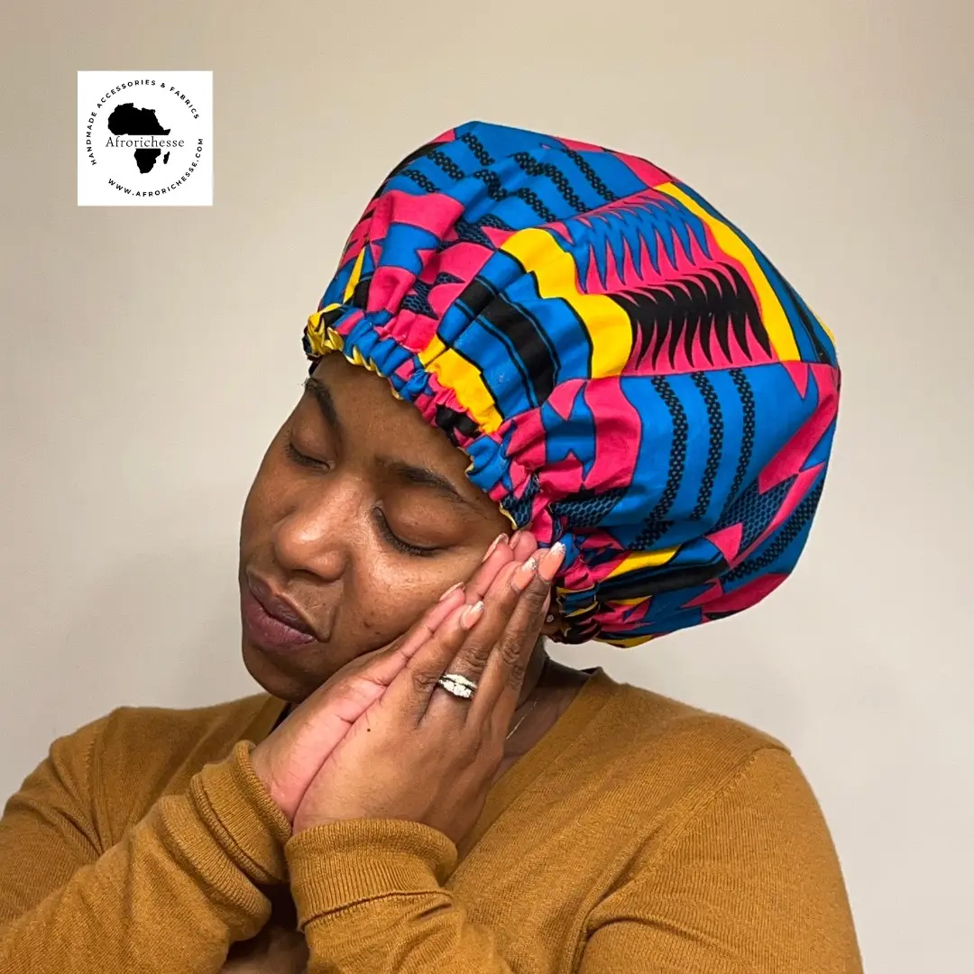 African print / Ankara cotton fabric unisex satin/slik lined hair bonnet