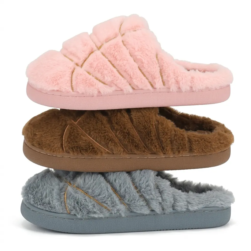 Cotton Slippers for Women Indoor Anti-Slip Winter Autumn Warm Plush Shoes