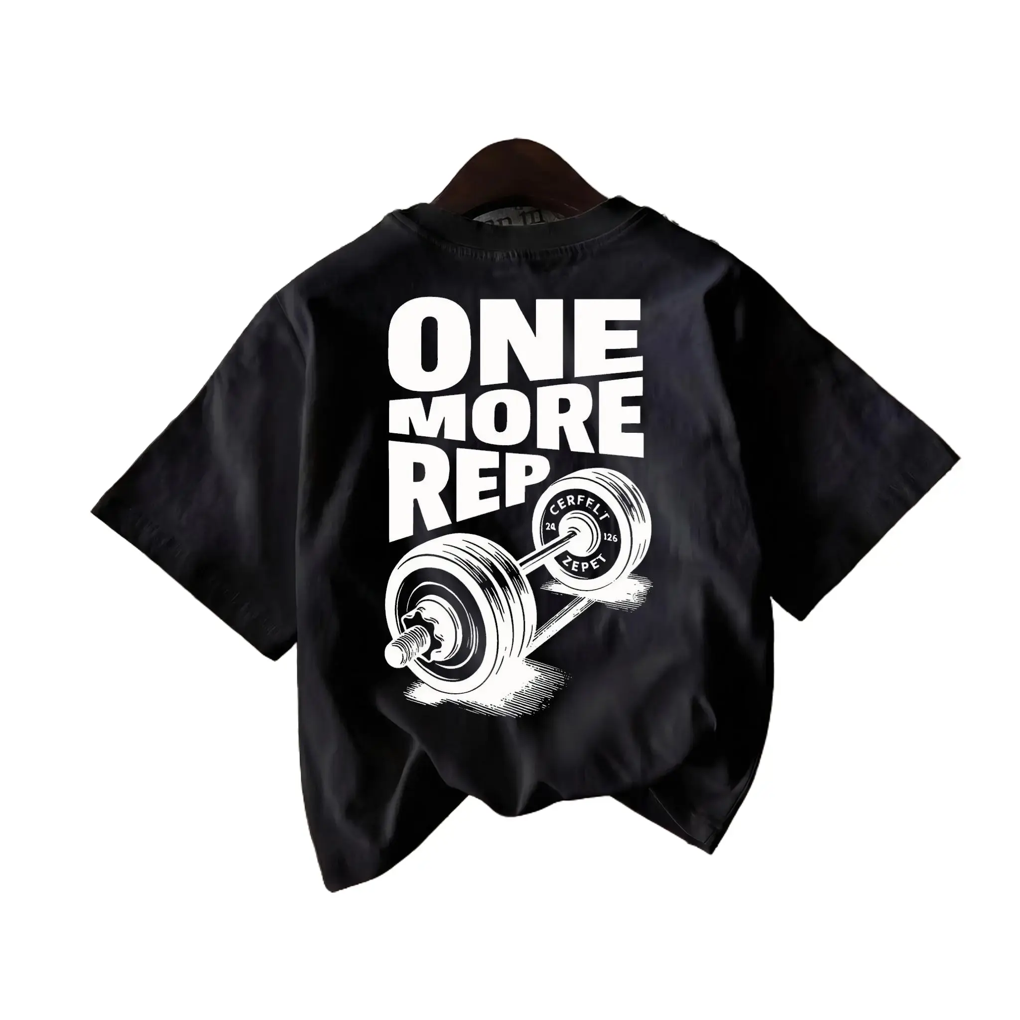 One More Rep Fitness T-shirt Barbell Workout Graphic 100% Cotton Black White S-3XL Men's Gym Athletic Casual-Wear Workout-Gift