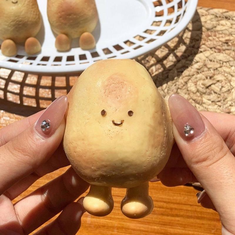 2Pcs Potato Taba Squishy, Kawaii Squeeze Toys Pinch Cute PVC Fufu Squishy Toys for Anxiety Relief, Soft Stress Toys for Party, Favors Novelty Things OPP Packaging, Silicone Slow-Rising