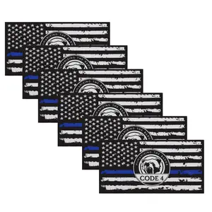 6PCS Thin Blue Line Sticker Code 4, Police Support Sticker American Flag Thin Line Decal, Waterproof Thin Line Flag Stickers Support Law Enforcement for Car Window Laptop patriotic car decal