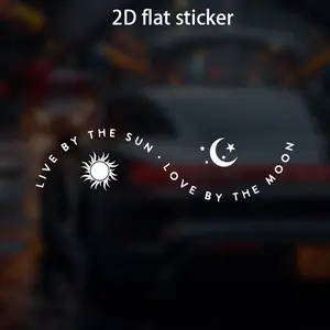 2PCS/SET Artistic Romantic "LIVE BY THE SUN · LOVE BY THE MOON" Sun & Moon Theme Car Sticker, Car Decals, For Car Bodies, Windows, Turn Your Ride into Relaxed Romantic Vibe