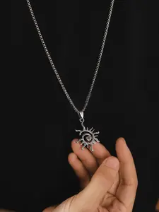 Vintage Sun Charm Pendant Necklace, Stainless Steel Jewelry for Party, Daily Clothing Decor, Trendy All-match & Exquisite Jewelry for Birthday Gift