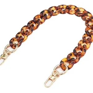 Acrylic Purse Charm Chain 17.17 inch Large Flat Bag Chain with Gold-tone Hooks Versatile Street Style Accessory for Bags Removable Shoulder Strap Criss Cross Straps