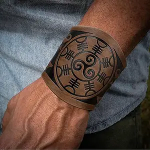 Gothic PU Leather Wrist Guard Accessory, Medieval Viking Role Play Costume, Unisex Cosplay Props for Party, Model Xinghao Hw12