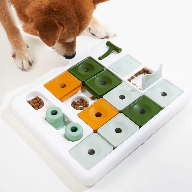 Dog Treat Puzzle Toy, Mental Stimulating Slow Feeder Tray for Large Medium Small Dogs, Dog Treat Puzzle Dispensing Dish, Mental Enrichment Feeding Toy