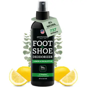 Aromasong Foot & Shoe Deodorizer 4 Oz - Natural Tea Tree Oil & Deoplex - Antibacterial Lemon Eucalyptus Scent - 737 Sprays - 24hr Freshness