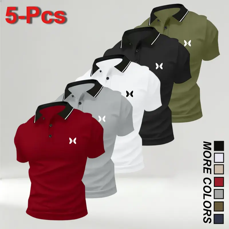 Men's polo shirt set, casual men's polo shirt,solid color buttoned basic style, versatile design suitable for bowling/golf, ideal foreveryday wear and summer businessstyle.summerwins,father'sdaygifts,back toschool,back to school shopping