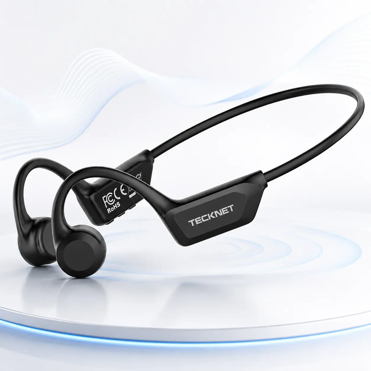 TECKNET Bone Conduction Headphones, Bluetooth V6.0 Open Ear Headphones, Wireless Headphones 10H Playtime & IPX5 Waterproof, Comfortable Fit Built-in Mic, Sport Headphone for Running & Workout Electronic Audio Headset Fitness Cycling Headphones Open Wear E