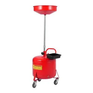 8 Gallon Portable Waste Oil Drain Tank, Air Operated Oil Lift Drainer, Adjustable Fluid Fuel Drainage with Wheels, Pressure Regulating Valve