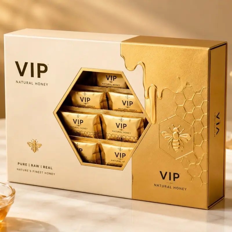 Organic Honey Sachets, 12 x 20g, with Bee Pollen & Royal Jelly, Certified Organic, Nature-Sourced, Sweet Flavor, Natural Honey Sachets, Fat-Free, Ambient Temp. Storage Compatible, Ages Warning