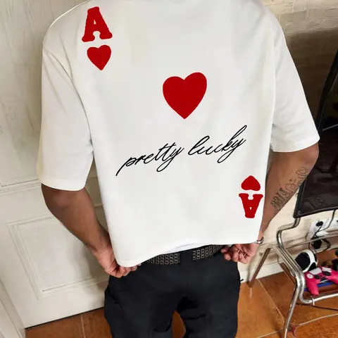 Men's Summer Round Neck Short Sleeve Tee, Breathable Fabric, Letter Pattern, Fashion Fitted Top, Streetwear, Casual Basic T-Shirt, Fitted T Shirts