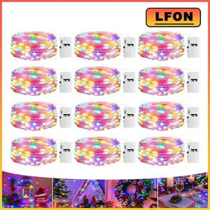 12 Pack Fairy Lights 7Ft 20 LED Twinkle String Lights 3 Modes Battery Operated Waterproof Firefly Starry for Mason Jar Party Wedding Easter Valentines Day Table Centerpieces,Rainbow-Pastel