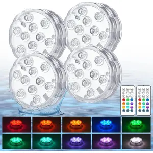 Pool Lights with Remote, 10 Color Changing Pool Lights for Above Ground Pools,  Operated Submersible LED Lights for Pond, Bathtub, Hot Tub, Party, 4 Pack