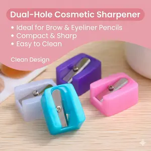 5PCS Dual-Hole Cosmetic Sharpener, compact easy-to-clean plastic design with sharp blade, for sharpening eyebrow and eyeliner makeup pencils