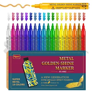 18colors Acrylic Paint Markers for Crafting, Metallic Sparkle Glitter Pens for Paper, Rock, Ceramic, Wood, Fabric Projects