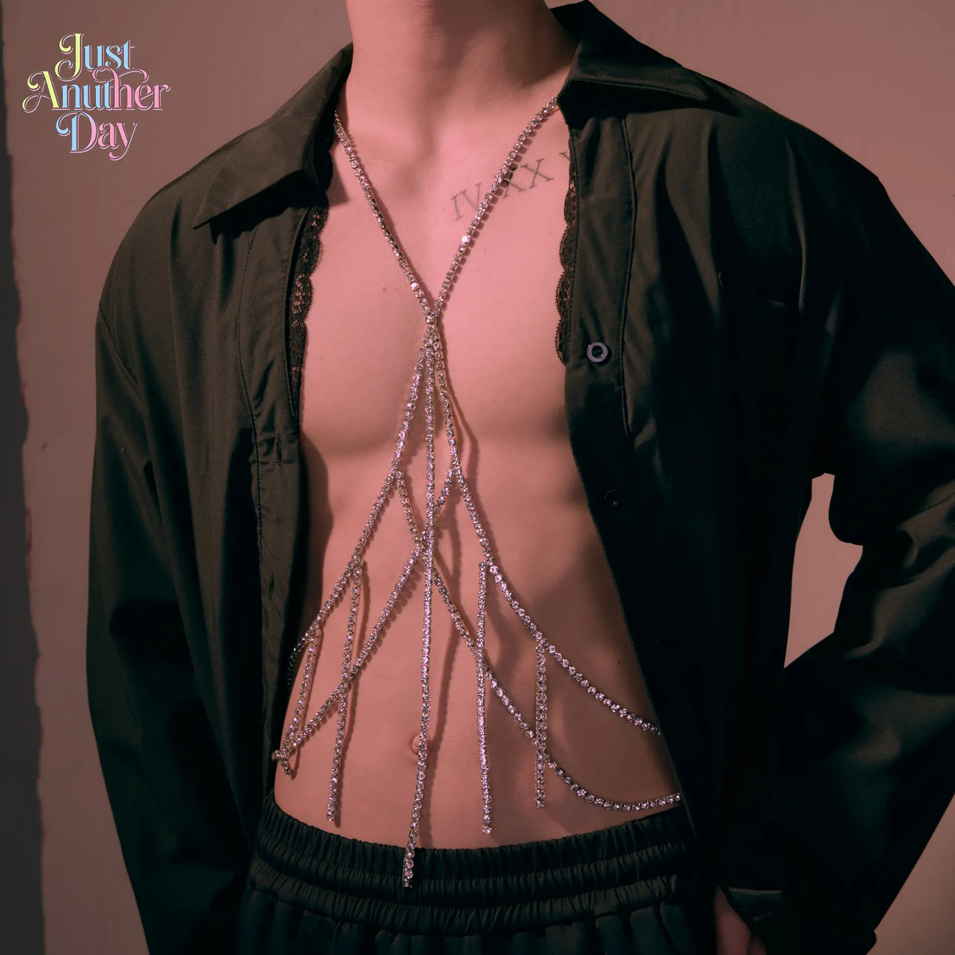 Men's Rhinestone Tassel Body Chain Sparkling Multi-Layer Harness for Nightclub and Festival Outfits Perfect for Edgy Streetwear and Party Looks