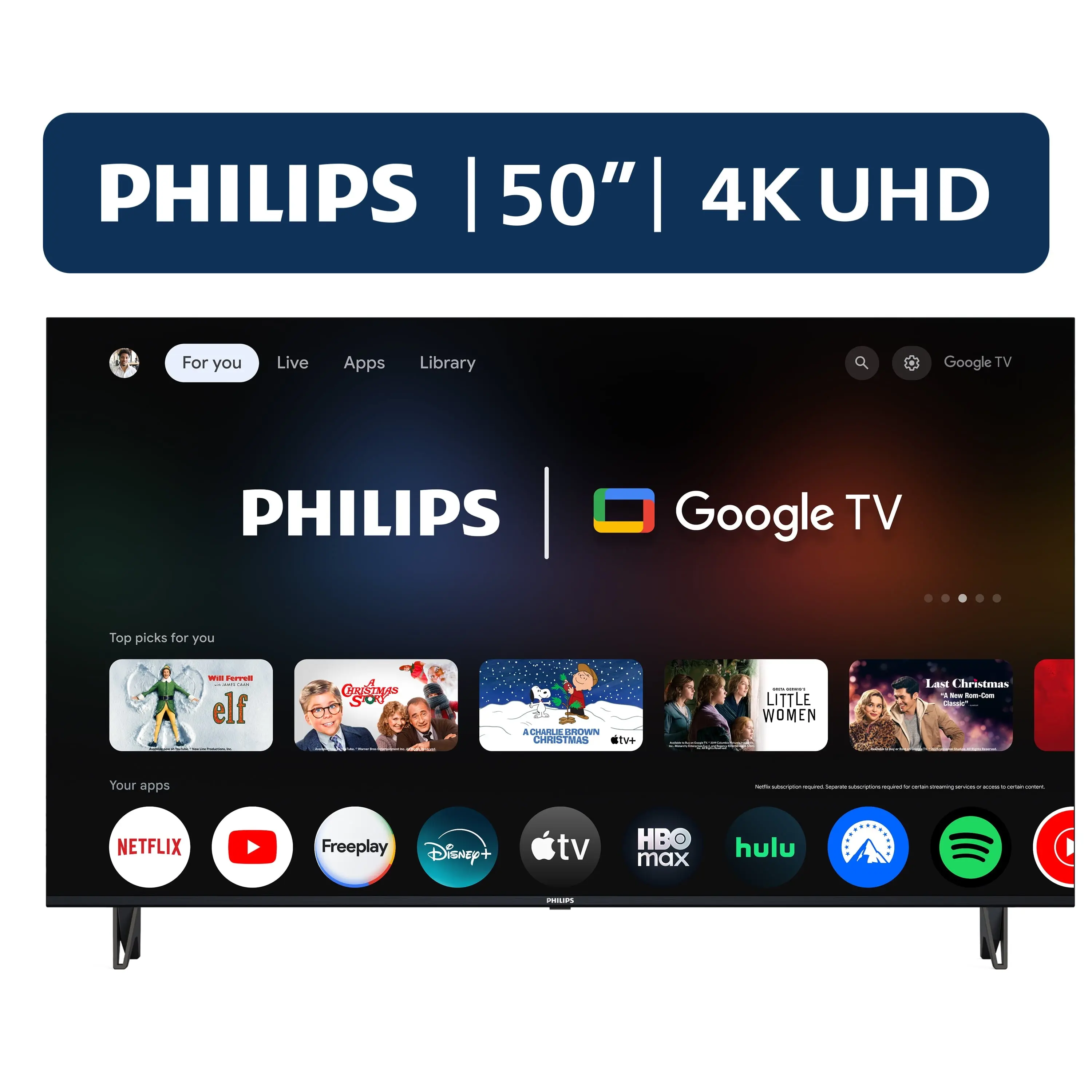 Philips 50-Inch 4K Ultra HD Google Smart LED TV