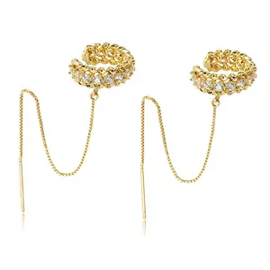 Elegant and sophisticated tassel earrings, non-pierced ear clips, integrated earrings DDES0816, niche and versatile, 14K gold-plated