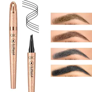 4-Tip Eyebrow Pencil Waterproof Microblading Pen, Long-Lasting Brow Contour Tool, Creates 3D Natural Hair-Like Strokes for Daily Makeup