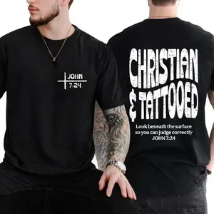 Christian & Tattooed Shirt, Christian Tee, Vintage I Love Jesus Unisex 2 Sides T-Shirt Classic Cotton Fabric