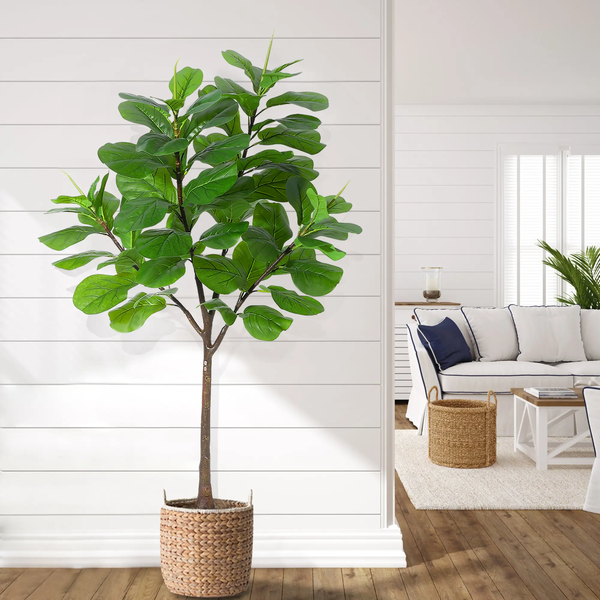 【GARVEE】6 Ft Artificial Fiddle Leaf Fig Tree, Potted Fake Ficus Lyrata Plant with 65 Leaves, Tall Faux Tree with Removable Trunk and Adjustable Branches for Home, Office, Living Room, Floor Decor