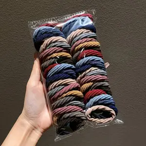 50pcs Vibrant Mixed Color High Elastic Hair Ties for Women - Durable, Stretchy Ponytail Holders & Hair Bands, Assorted Shades (Red, Blue, Yellow, Green, Purple), Hair Accessories