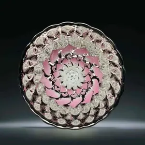 Pink Silver and Black Floral Jian Zhan Tea Cup with Scalloped Rim High-Temperature Firing Handcrafted Ceramic Kung Fu Cup for Collectors and Gifting