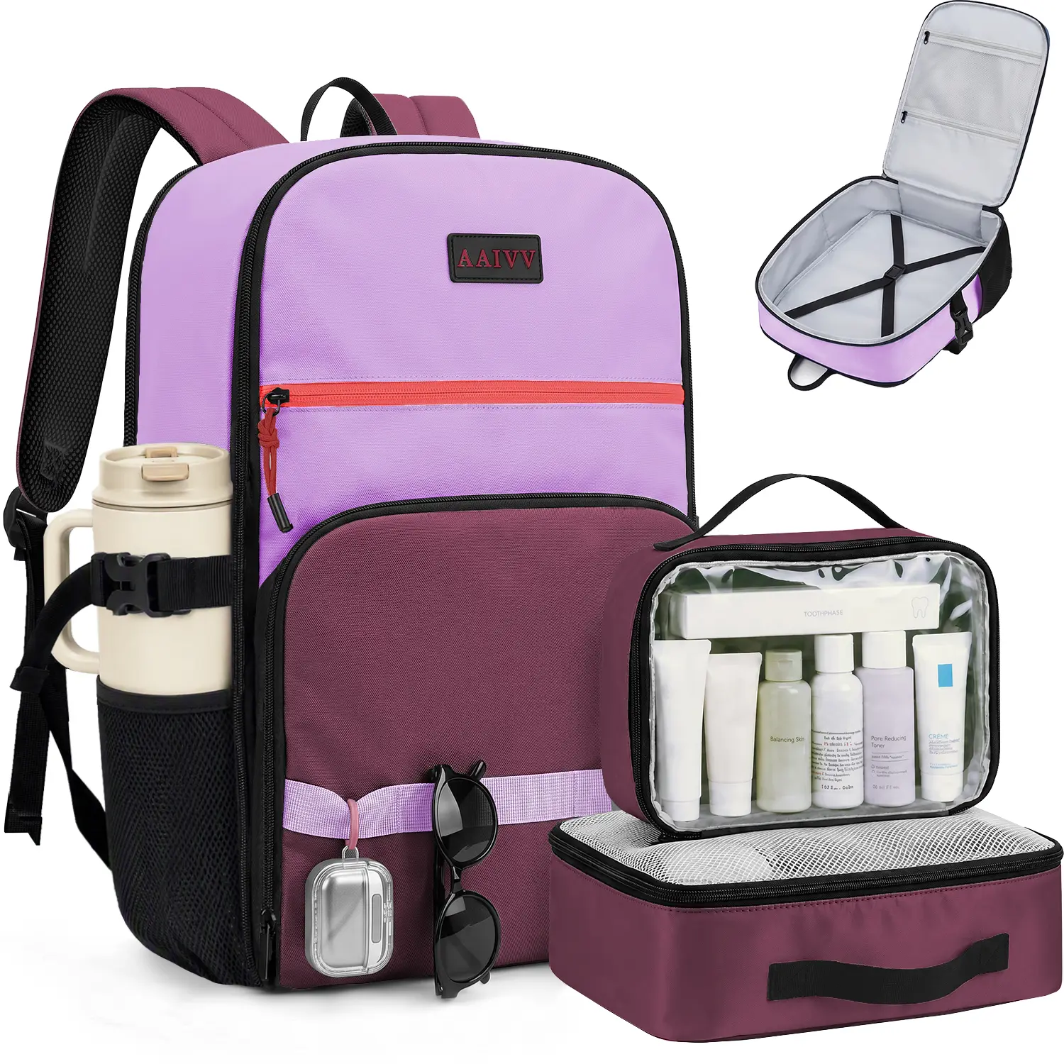 Skip the Checked Line! AAIVV 40L Carry On Backpack for Women, TSA Personal Item Underseat Bag, Waterproof Weekender Fits 17.3" Laptop & 3-Day Outfits, Comes with 2 Packing Cubes
