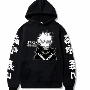 Anime My Hero Academia Bakugou Katsuki Graphic Printed Hooded Men Women Casual Loose Hoodies Manga Pullover Harajuku Sweatshirt UBK