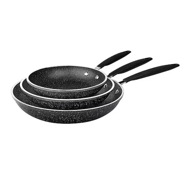 Granitestone 3-Piece Nonstick Fry Pan Set, Skillet Cookware with Rubber Grip Handles, Kitchen Cooking Essentials, Durable Nonstick Surface, Home Chef, Healthy Cooking, Easy Clean, Everyday Kitchen